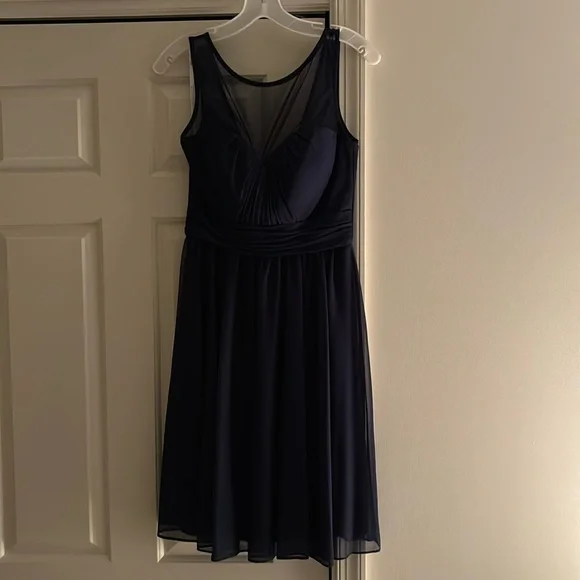 sheer top bridesmaid dress Cheap Long Bridesmaid Dresses Lace Top Chiffon Formal Dress with Slit  ARD1389 main image 0